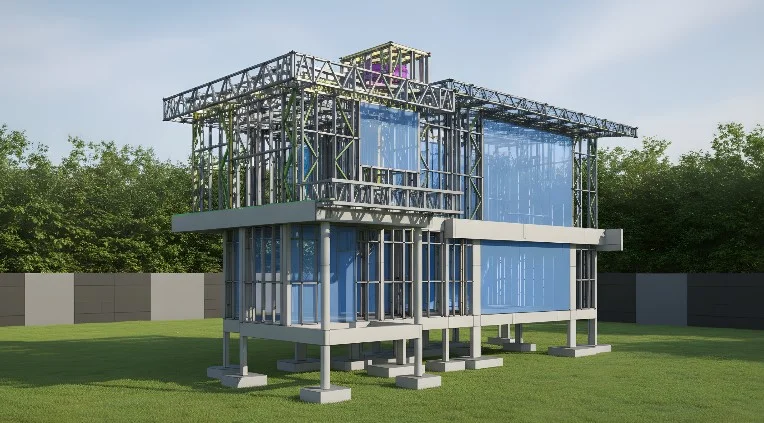 Estrutura tridimensional em steel frame